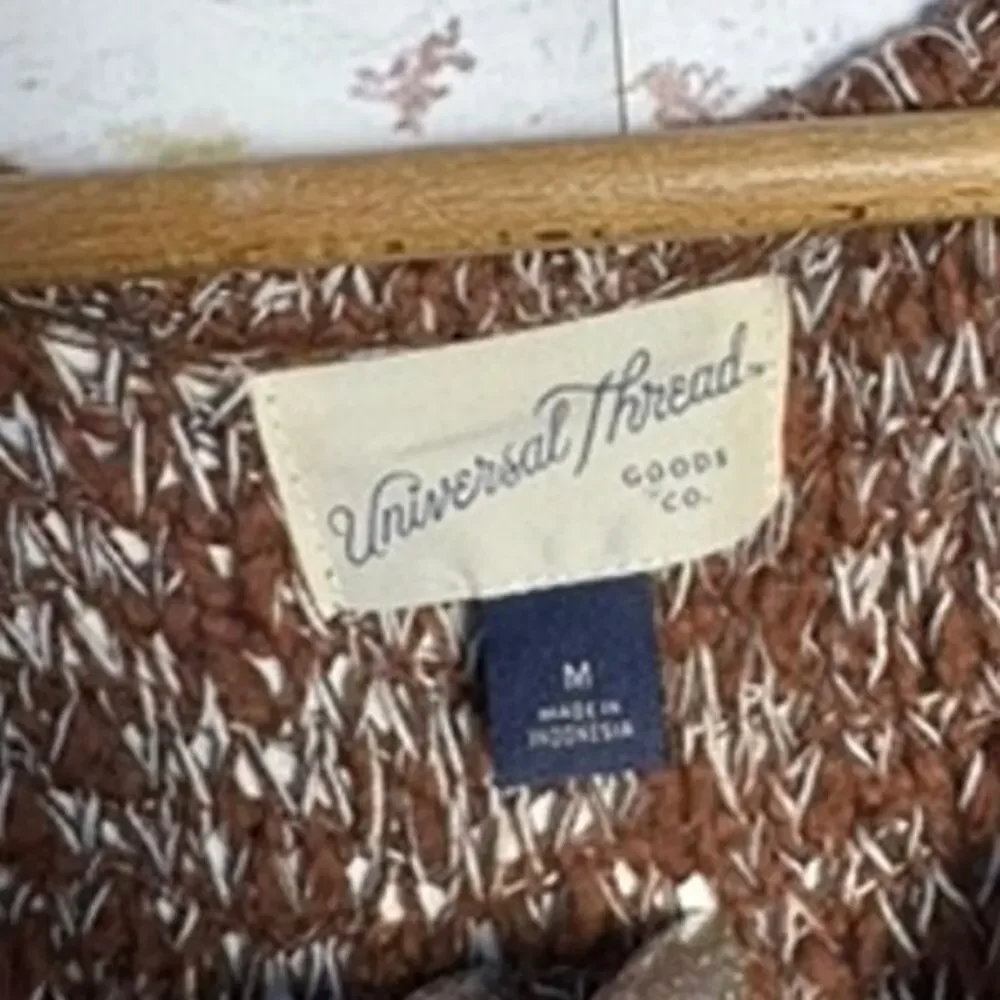 Universal Thread Oversized Pure Cotton Brown Marled Knit V-Neck Sweater